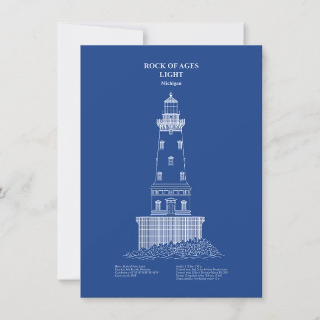 Sten i Ages fyr - Michigan - AD Anteckningskort (Framsida)