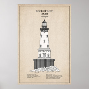 Sten i Ages Lighthouse - Michigan - SBD Poster