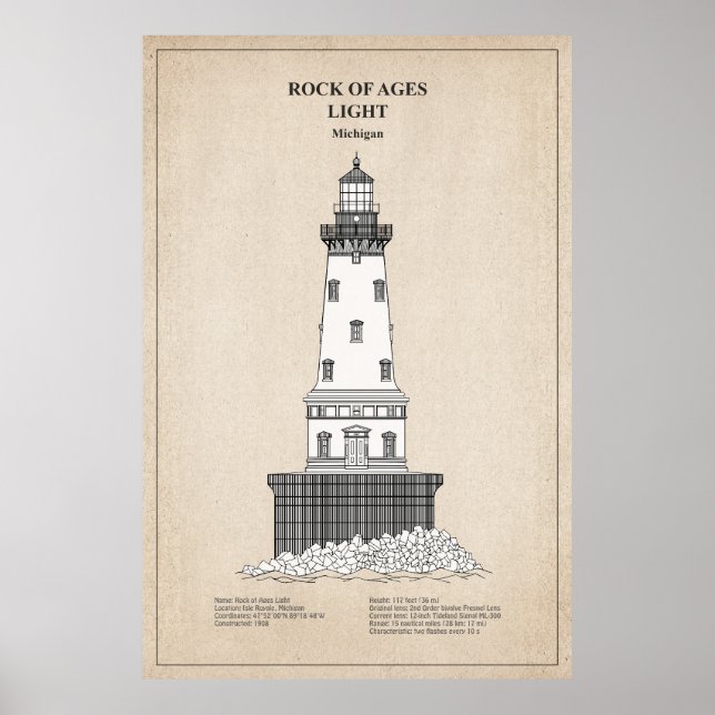 Sten i Ages Lighthouse - Michigan - SBD Poster (Framsidan)