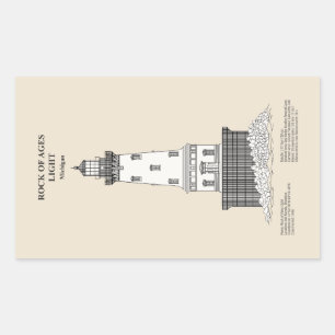Sten i Ages Lighthouse - Michigan - SBD Rektangulärt Klistermärke