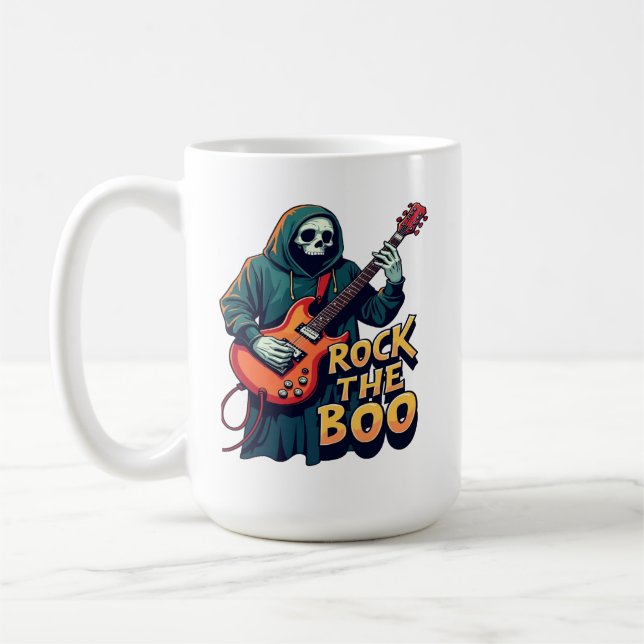 Sten i Boo - Halloween Skeleton Guitar Design Kaffemugg (Vänster)