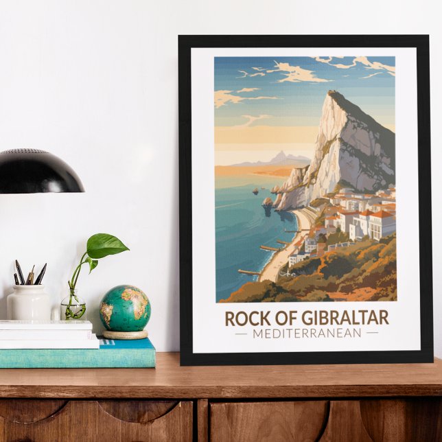 Sten i Gibraltar Travel Art Vintage Poster (Skapare uppladdad)