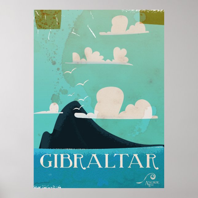 Sten i Gibraltar vintage resor poster (Framsidan)
