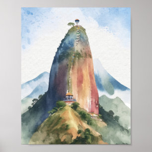 Sten i Guatape El Penon Colombia Watercolor Poster