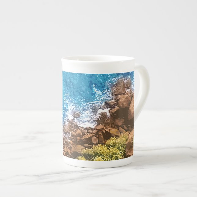 Sten i havet, ovan vy 1 benporslin mugg (Framsida höger)