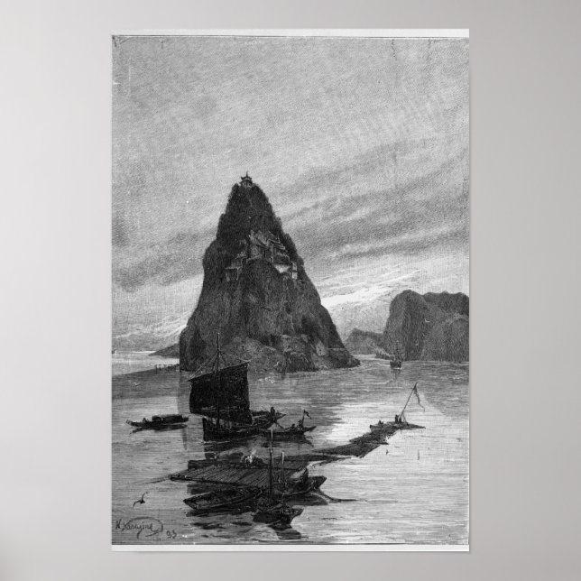 Sten i lilla Orphan vid floden Yangtze Poster (Framsidan)