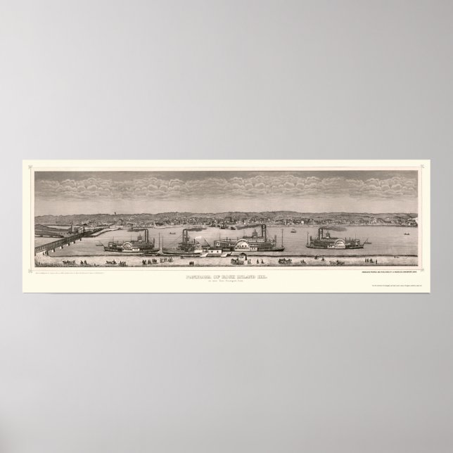 Sten, IL Panoramic Karta - 1874 Poster (Framsidan)