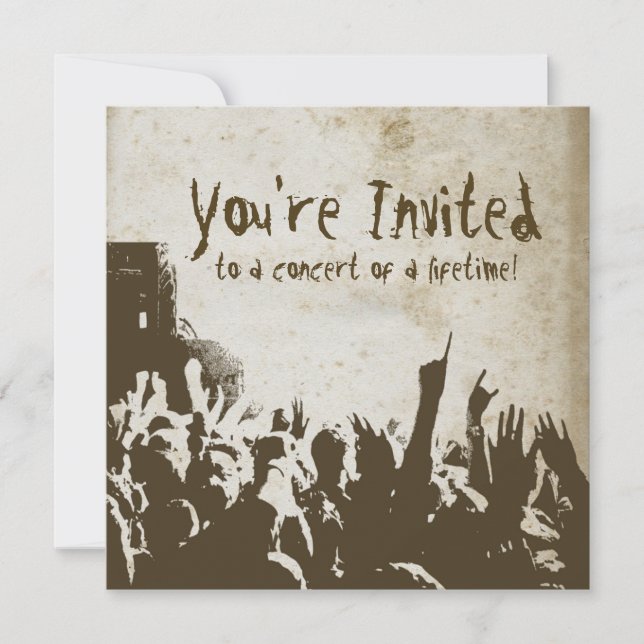 Sten-inbjudan till-konsert för Retro-Nedfläckad Inbjudningar (Framsida)