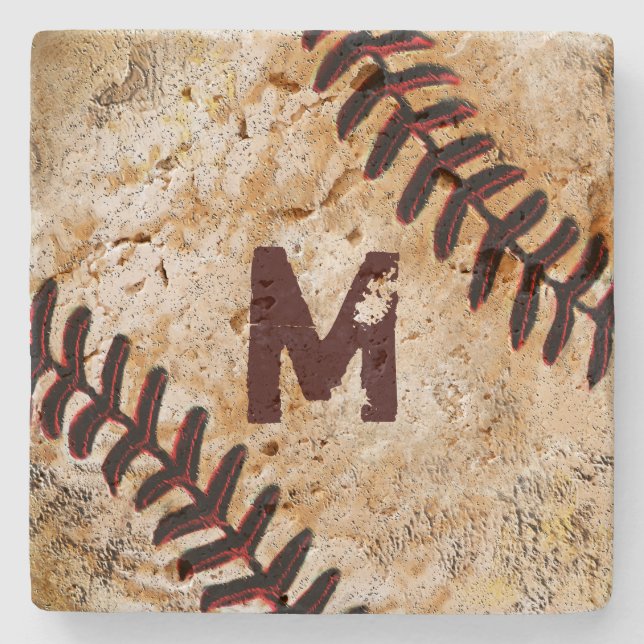 Sten Jersey Nummer eller Monogram Baseboll Coaster Stenunderlägg (Framsidan)