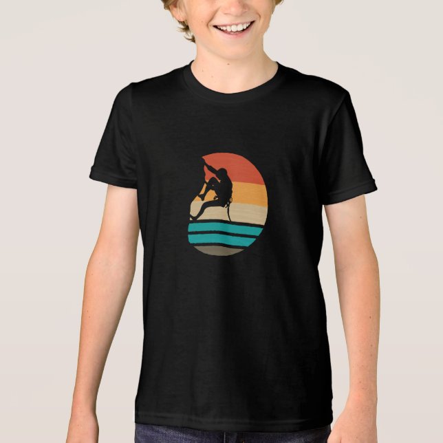 Sten klättersklätter Retro T Shirt (Framsida)