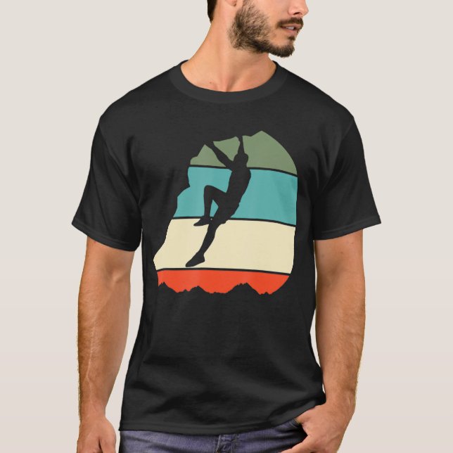 Sten klättrande Bouldering Retro Gift T Shirt (Framsida)