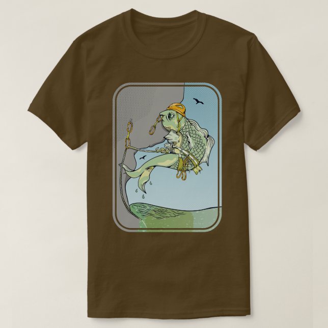 sten klättrande fisk t shirt (Design framsida)