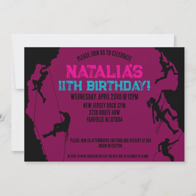 Sten klättringsgym Birthday Inbjudningar (Framsida)