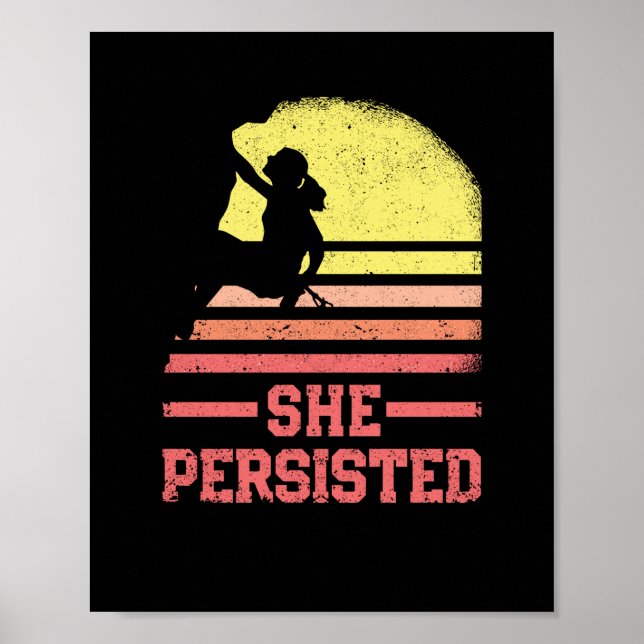 Sten Klimatande kvinnlig klimat Silhouette Retro Poster (Framsidan)