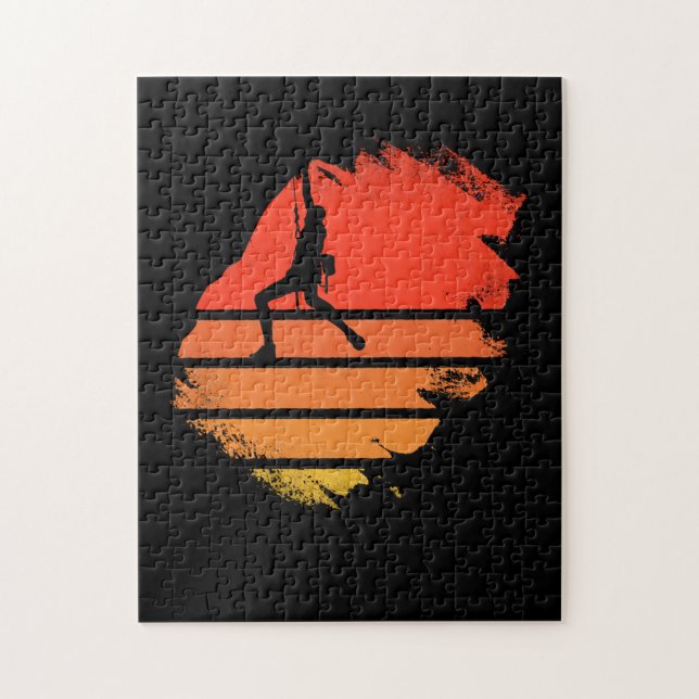 Sten Klimatande solljus som gör att kvinnor klättr Pussel (Vertikal)