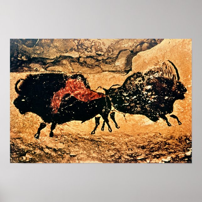 Sten-lackering av bison, 17000 BC Poster (Framsidan)