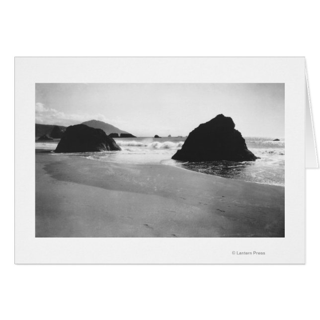 Sten längs Beach i Port Orford, Oregon Hälsningskort (Framsidan Horizontal)