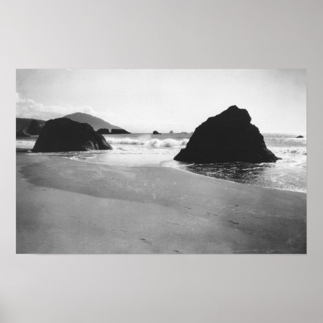 Sten längs Beach i Port Orford, Oregon Poster (Framsidan)