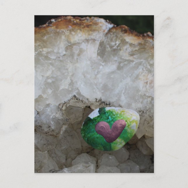 Sten, målat hjärta vykort (Framsida)