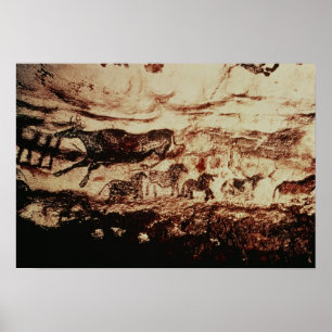 Sten målning av en lakande ko poster