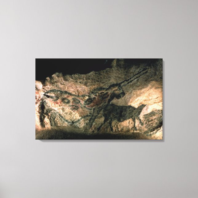 Sten-målning av ett hornerat djur, c.17000 BC (gro Canvastryck (Framsida)