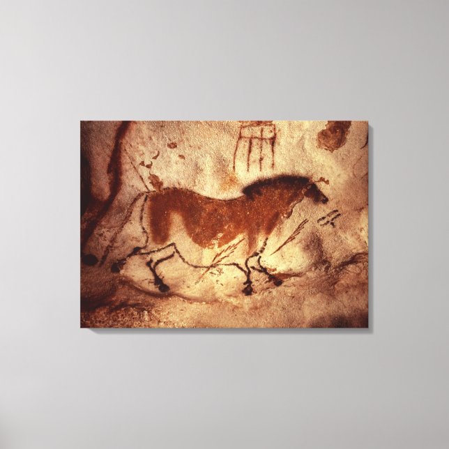 Sten-målning av häst, c.17000 BC Canvastryck (Framsida)