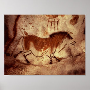 Sten-målning av häst, c.17000 BC Poster
