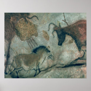 Sten målning med häst och ko, 17000 B Poster