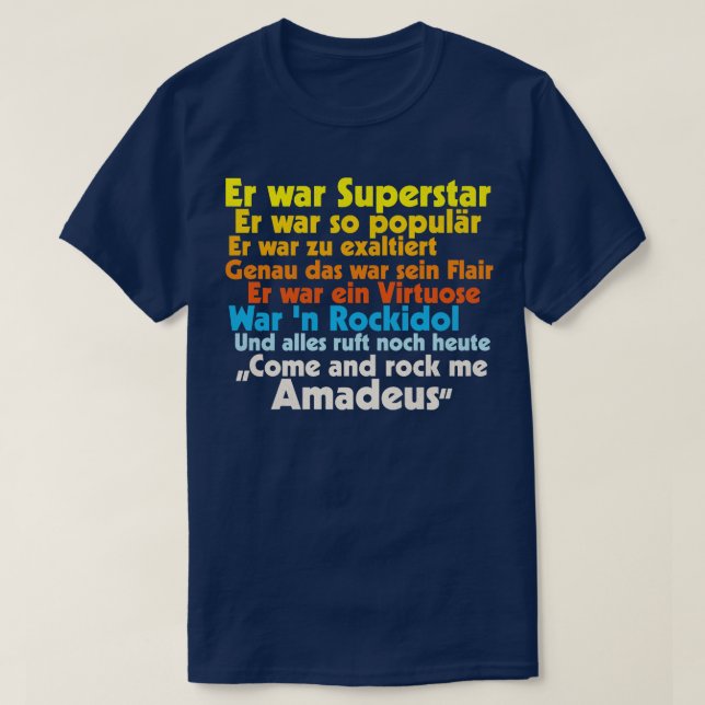 Sten Me Amadeus Falco Lyrics T Shirt (Design framsida)