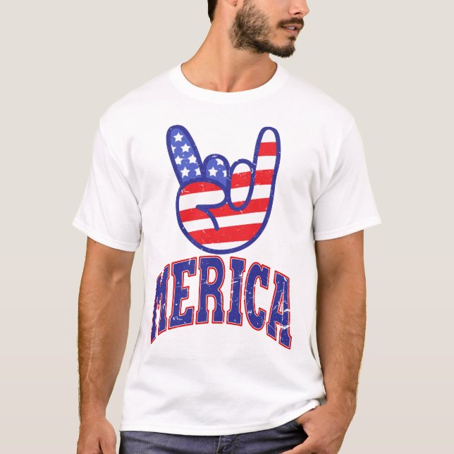 Sten Merica Funny i Kärlek Amerika 4 juli T Shirt (Framsida)
