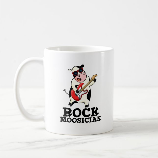 Sten Moosician Funny Cow Musician Pun Kaffemugg (Vänster)
