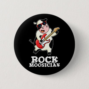 Sten Moosician Funny Cow Musician Pun Mörk BG Knapp