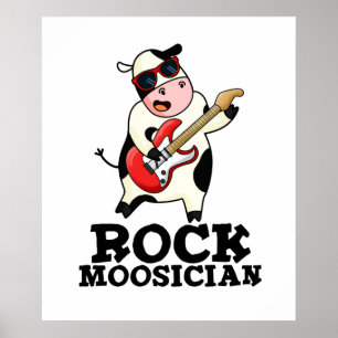 Sten Moosician Funny Cow Musician Pun Poster