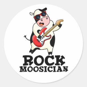 Sten Moosician Funny Cow Musician Pun Runt Klistermärke