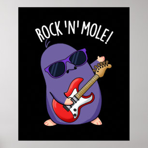 Sten N Mole Funny Animal Pun Mörk BG Poster
