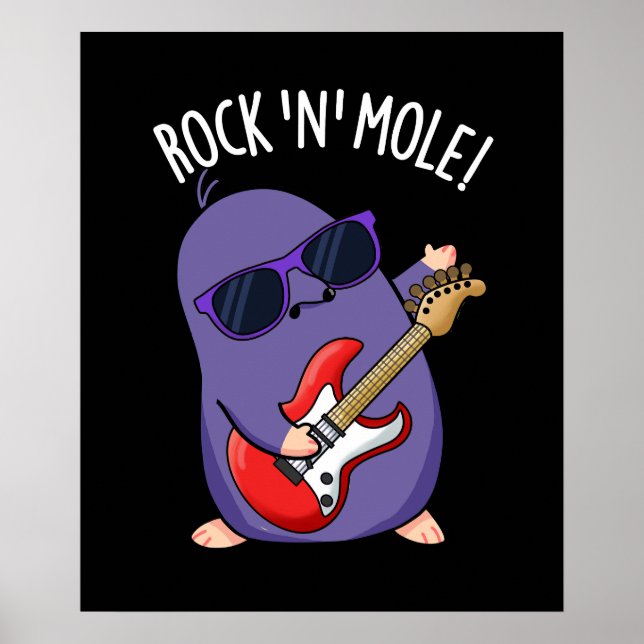 Sten N Mole Funny Animal Pun Mörk BG Poster (Framsidan)
