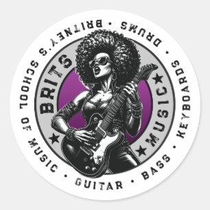 Sten ’n’ Roll Graphic - Women Music School Design Runt Klistermärke