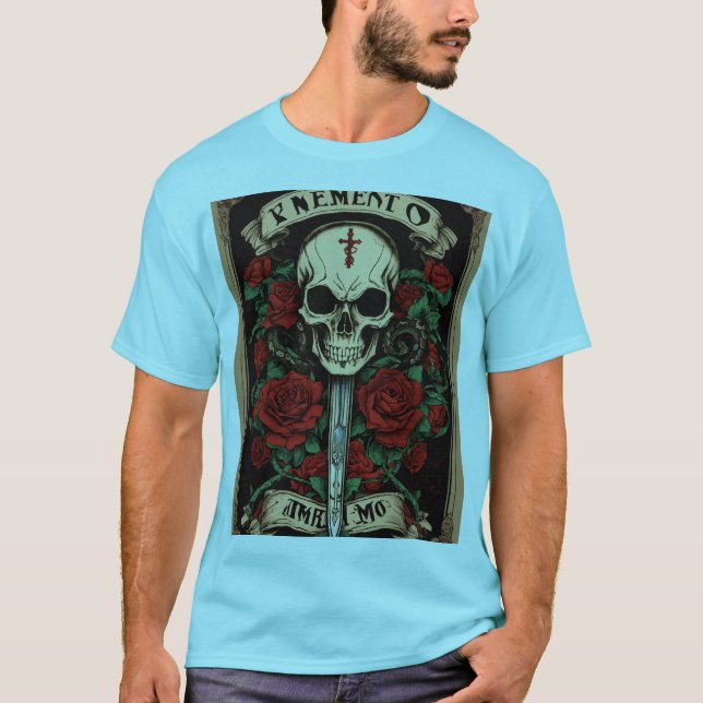 Sten 'n' Roll Inferno: Skull & Flames Banner Tee. T Shirt (Framsida)