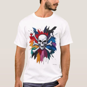 Sten 'n' Roll Mural Skull T Shirt
