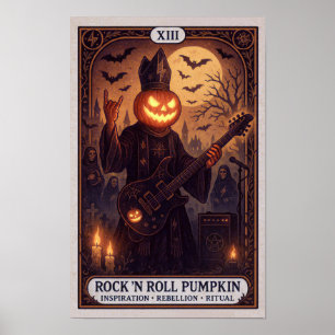 Sten ’N Roll Pumpkin Poster - Gothic Tarot Card