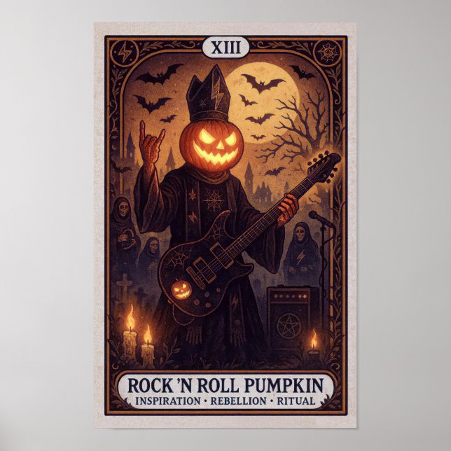 Sten ’N Roll Pumpkin Poster - Gothic Tarot Card (Framsidan)