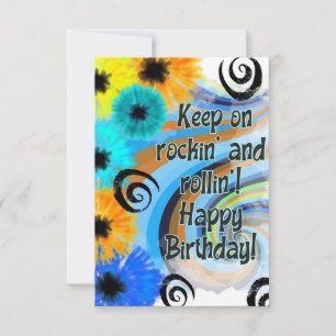 Sten 'N Roll Retro, Psychedelic Birthday Card Tack Kort