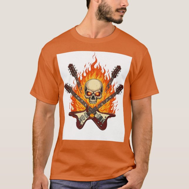 "Sten 'n' Roll Skull & Guitar T-Shirt - symbol för (Framsida)