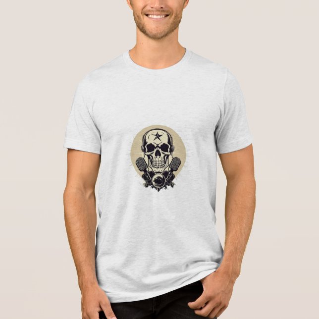 Sten 'n' Roll Skull och Mic T Shirt (Framsida)