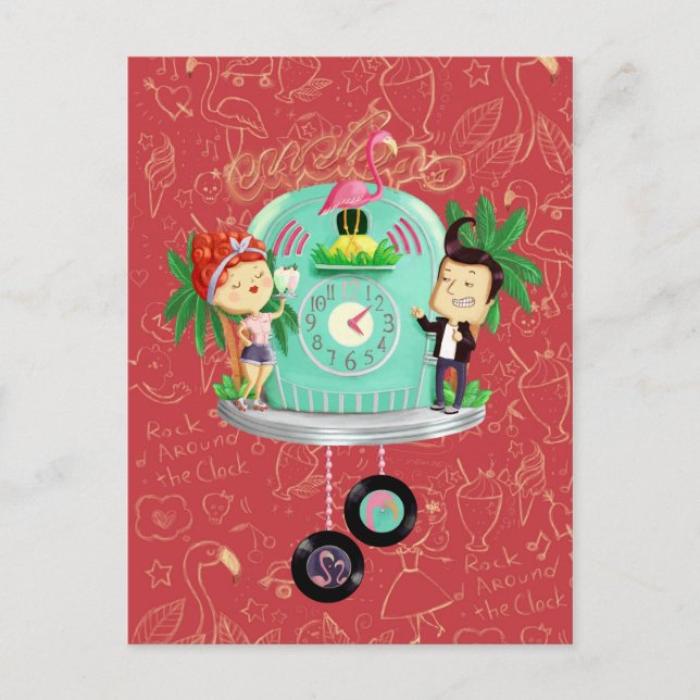 Sten "n" Roll Wallklocka Vykort (Framsida)