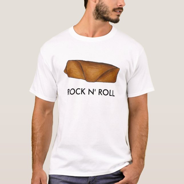 Sten n'Roll Eggroll Chinese Takeout Food Egg Roll T-shirt (Framsida)