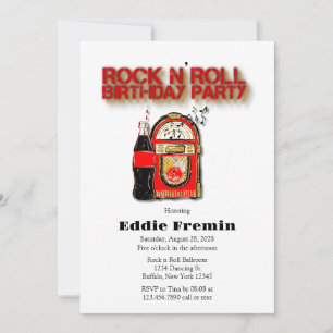 Sten n'Roll Jukebox Födelsedagsfest Inbjudningar