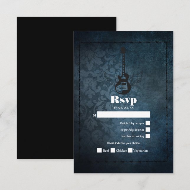 Sten n'Roll Retro Vintage bröllop OSA kort (Fram/baksida)