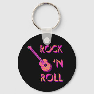Sten - och - akustisk gitarr Keychain för rulle Nyckelring
