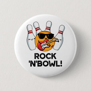 Sten och Bowl Cute Bowling Pun Knapp